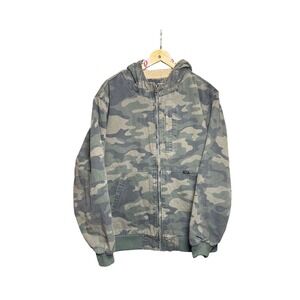 Lee Sherpa Lined Camo Full Zip Hooded Jacket Men's Size Large Warm Winter Outer